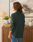 Eileen Relaxed Button-Up Shirt Green Cashmere Touch Tops - Button Down Frank & Eileen