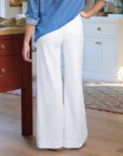 The Italian Wide Leg Chino Pant Performance Linen White Denim - Flare & Wide Leg Frank & Eileen