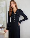 Ellie Ribbed Sweater Dress Black Dresses - Midi Fifteen Twenty