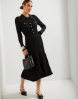 Ellie Ribbed Sweater Dress Black Dresses - Midi Fifteen Twenty