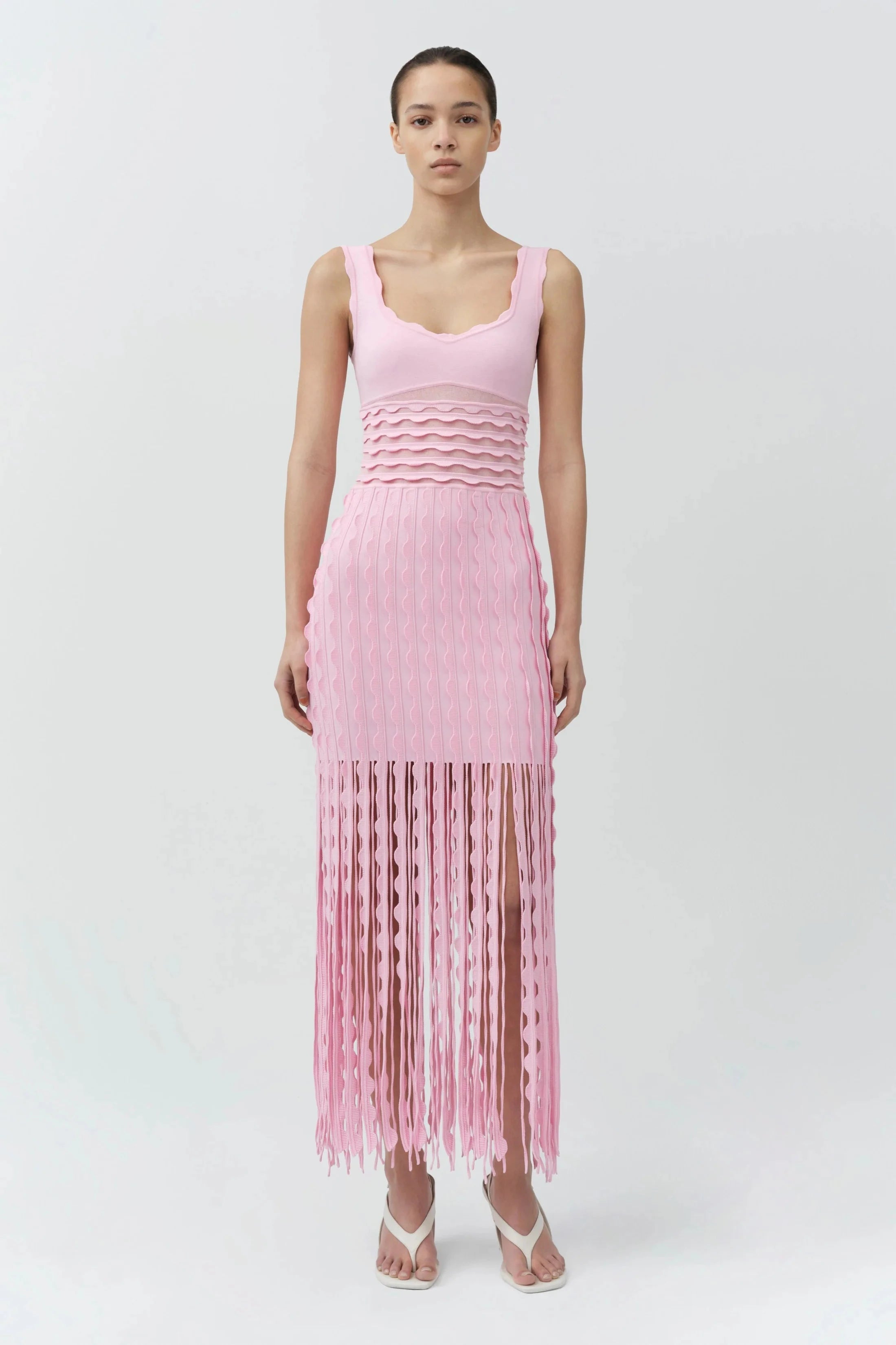 knee length dresses for ladies Pink Knit Multi Cowboy Boot Tank Midi Dress – Queen of Sparkles