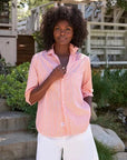 Silvio Untuckable Button Down Peach Stripe Tops - Button Down Frank & Eileen