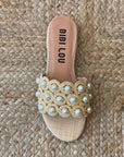 Katie Sandal Natural Raffia/Pearls Sandals - Flat Sandals Bibi Lou