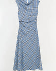 Burke Draped Midi Dress Horizon Plaid Dresses - Midi Simkhai