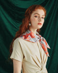 Datura Silk Bandana Scarf Silver & Orange Scarves Lost Pattern NYC