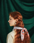 Datura Silk Bandana Scarf Silver & Orange Scarves Lost Pattern NYC