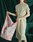 Datura Silk Bandana Scarf Silver & Orange Scarves Lost Pattern NYC