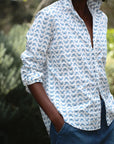 Eileen Relaxed Button Up Shirt Blue Crab Tops - Button Down Frank & Eileen