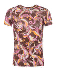 Ressi Fitted Tee Brown/ Pink Abstract Paisley Tops - Tees L'Agence