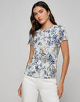 Ressi Fitted Crew Tee Watercolor Butterfly Gray Tops - Tees L'Agence
