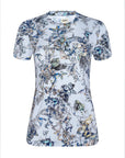 Ressi Fitted Crew Tee Watercolor Butterfly Gray Tops - Tees L'Agence