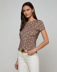 Ressi Fitted Crew Cardamon Ecru Polka Dot Tops - Tees L'Agence