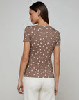 Ressi Fitted Crew Cardamon Ecru Polka Dot Tops - Tees L'Agence