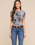 Ressi Fitted Crew Midnight Multi Besarabian Paisley Tops - Tees L'Agence