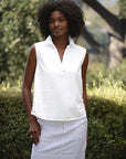 Olivia Popover Tank Tattered Denim White Tops - Tanks Frank & Eileen