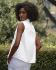 Olivia Popover Tank Tattered Denim White Tops - Tanks Frank & Eileen