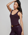 Adira Scoop Neck Tank Dark Malbec Tops - Tanks L'Agence