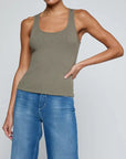 Adira Scoop Neck Tank Smokey Olive Tops - Tanks L'Agence