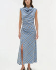 Burke Draped Midi Dress Horizon Plaid Dresses - Midi Simkhai