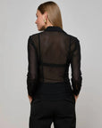 Indiana Fitted Mesh Blouse Tops - Button Down L'Agence