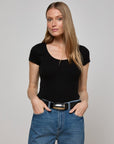 Brynlee Scoopneck Tee Black Tops - Tees L'Agence