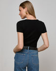 Brynlee Scoopneck Tee Black Tops - Tees L'Agence