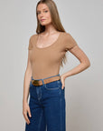Brynlee Scoopneck Tee Cinnamon Swirl Tops - Tees L'Agence