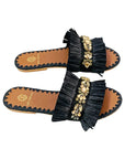 Semira Raffia Black Shoes - Sandals - Flat Sandals De Siena