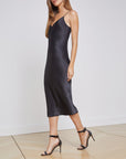 Jodie Silk Slip Dress Black Dresses - Midi L'Agence