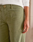 Limerick Wide Leg Utility Pant Olive Pants - Trousers Frank & Eileen