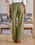 Limerick Wide Leg Utility Pant Olive Pants - Trousers Frank & Eileen