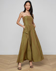 Nessa Strapless Maxi Olive Dresses - Maxi L'Agence