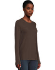 Long Sleeve Bias Crewneck Espresso Tops - Tees Lilla P