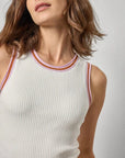 Contrast Trim Knit Tank White Tops - Tanks Lilla P