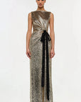 Felicity Gown with Bow Tie Gold Multi Dresses - Maxi Simkhai