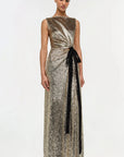 Felicity Gown with Bow Tie Gold Multi Dresses - Maxi Simkhai