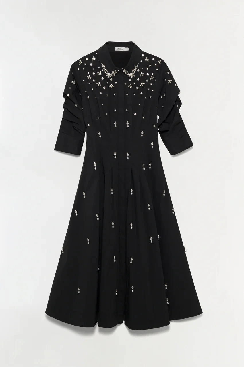 black midi embellished dress Jazz Embellished Midi Dress Black – Peter Kate