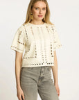 Anisa Top Antique White Vegan Leather Tops - Blouses Caballero