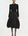 Kenlie Taffeta Knit Midi Dress Black Dresses - Midi Simkhai