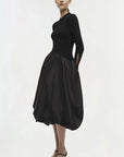 Kenlie Taffeta Knit Midi Dress Black Dresses - Midi Simkhai
