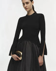 Kenlie Taffeta Knit Midi Dress Black Dresses - Midi Simkhai