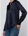 Tyler Long Sleeve Silk Blouse Midnight/Deep Sangria Tops - Blouses L'Agence