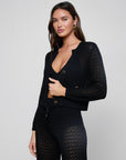 Orla Pointelle Knit Top Black Sweater - Cardigans L'Agence