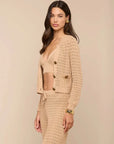 Orla Pointelle Knit Top Light Cappuccino Sweater - Cardigans L'Agence