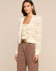 Ariadne Mixed Stitch Cardigan Ecru/Natural Multi