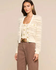 Ariadne Mixed Stitch Cardigan Ecru/Natural Multi Sweater - Cardigans L'Agence