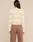 Ariadne Mixed Stitch Cardigan Ecru/Natural Multi Sweater - Cardigans L'Agence