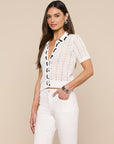 Ninette Knit Top White/Black Tops - Blouses L'Agence