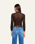 Carine Pointelle Collared Sweater Coffee Bean Sweater - Polo L'Agence