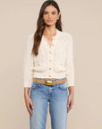 Darcy Cable Stitch Cardigan Ivory Sweater - Cardigans L'Agence